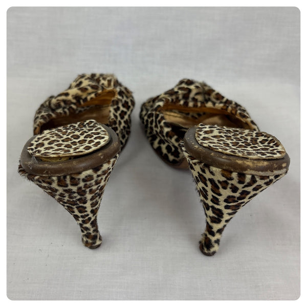 50s Leopard Springolators Frederick's of Hollywood - Pinup Bombshell Mules - 6.5