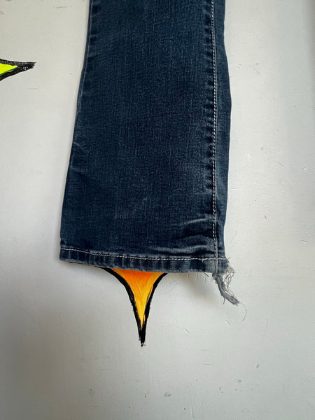 Y2K Rhinestone Denim Flare Jeans Low Rise Embellished Indie Sleaze McBling XS
