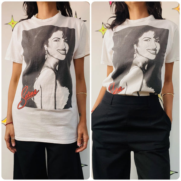 Vintage 90s Y2K Selena Tee – White Iconic Selena Quintanilla T-Shirt – Size S