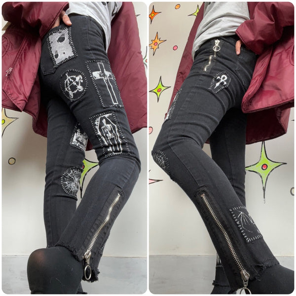 Dolls Kill 2010s | Black Lace Up Punk Emo Goth Indie Sleaze Mall Goth Skinnies M