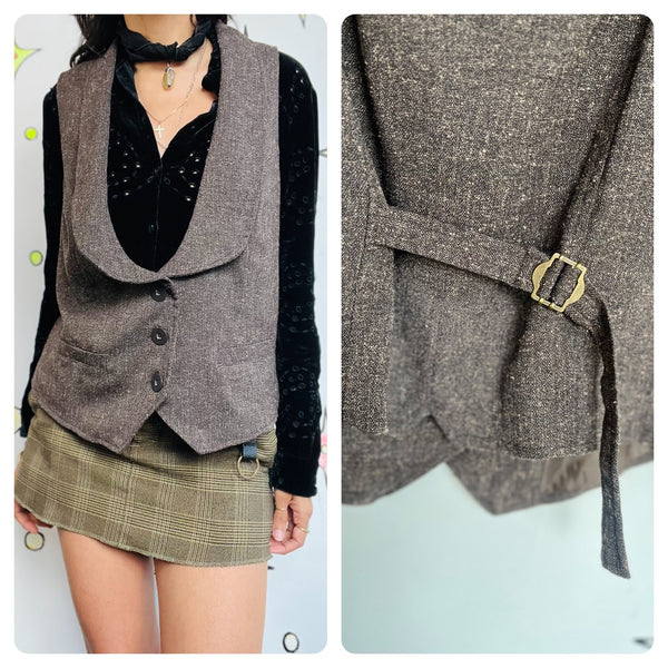 Vintage Y2K Suit Vest | Fairy Grunge Emo Indie Sleaze Layering Top | NWT Size L