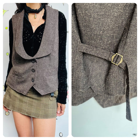 Vintage Y2K Suit Vest | Fairy Grunge Emo Indie Sleaze Layering Top | NWT Size L