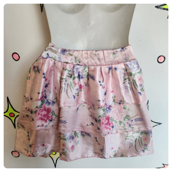 Vintage Y2K | Pink Fairy Grunge Whimsy Coquette Rococo Ruffle Mini Skirt | S