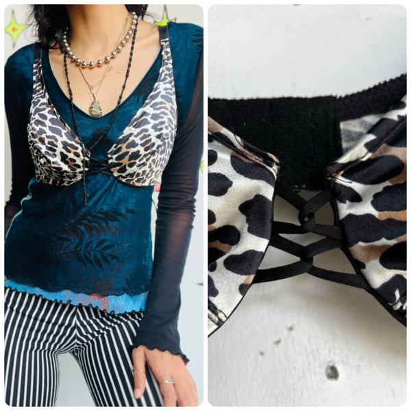Vintage Vanity Fair Leopard Print Bra – 34C Punk Glam Lingerie – Y2K Animal Print