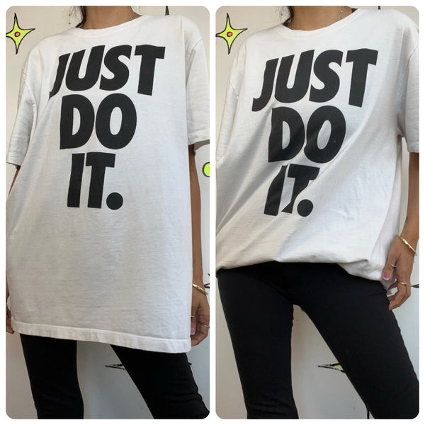 Iconic 90s Nike Just Do It Vintage Tee | White Streetwear Unisex T Shirt | Size XL