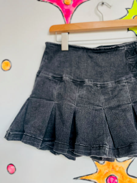 Y2K Black Pleated Mini Skort | Whimsy Goth Ultra Mini Grunge Fairy Core Size 6