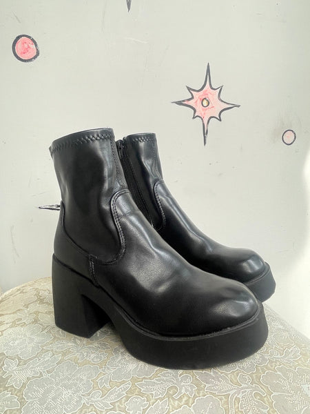 Steve Madden Black Platform Ankle Boots Goth Grunge Chunky 90s Emo Size 7