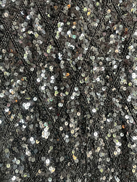 Vintage 80s Neiman Marcus Black Beaded Fringe Dress 20s Inspired Disco Glam