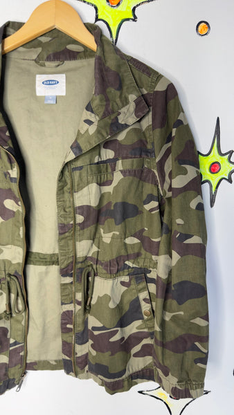 Y2K Army Jacket Military Utility Zip Up Grunge Streetwear Coat Medium