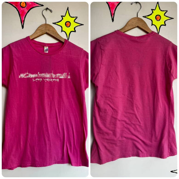 Vintage Y2K | Pink Las Vegas Fairy Grunge Emo Souvenir Baby Tee T Shirt | XL