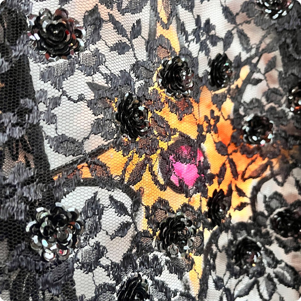 Vintage Black Fairy Grunge Babydoll Beaded Whimsy Goth Lace Duster Jacket Robe