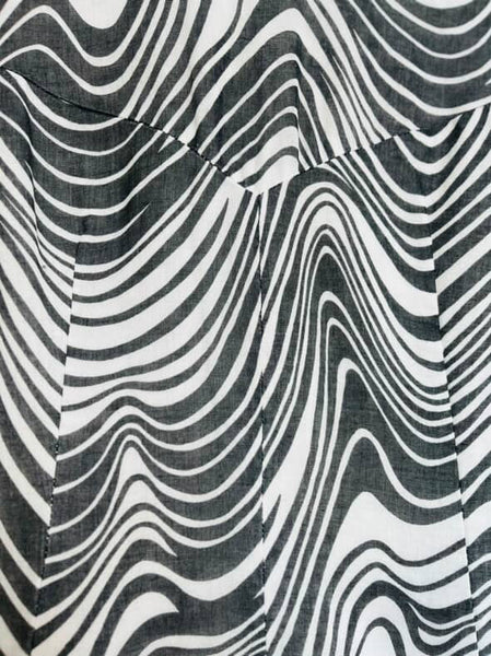 Vintage 60s Black & White Op Art Dress ' Optical Illusion Groovy Mini ' S/M