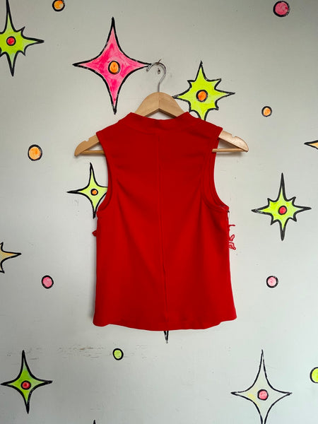 Vintage Anthropologie Red Embellished Floral Top Boho Fairy Whimsy Grunge S