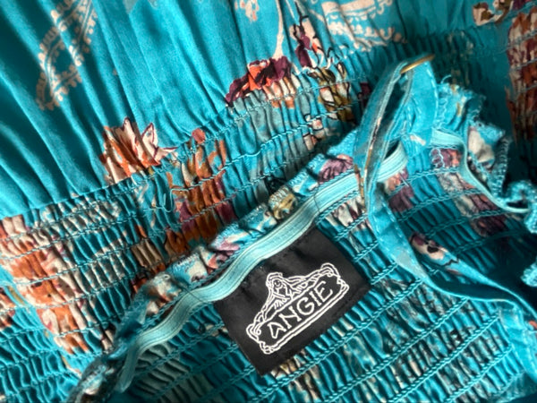 Y2K Teal Slip Dress ' Fairycore Boho Whimsy Grunge Maxi Dress XS