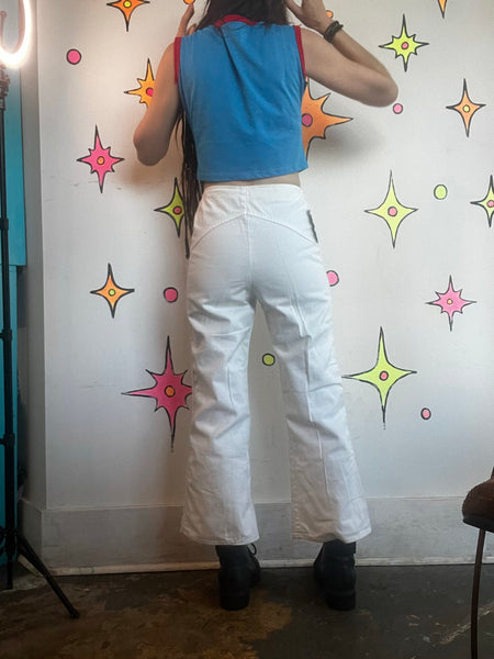 White Sailor Pants High Waist Wide Leg Trousers Nautical George Washington SM