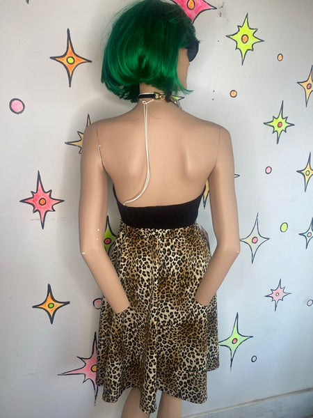 50s Style Rockabilly Pinup Retro Leopard Print Pin Up Glam Retro Twirl Skirt S