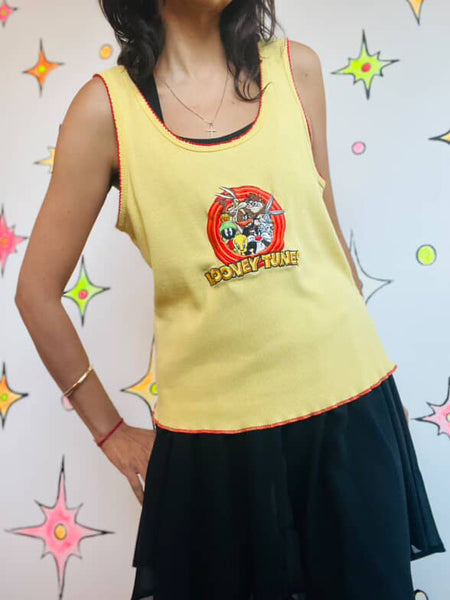 90s Y2K Looney Tunes Yellow Tank Top Tee – Vintage 3XL
