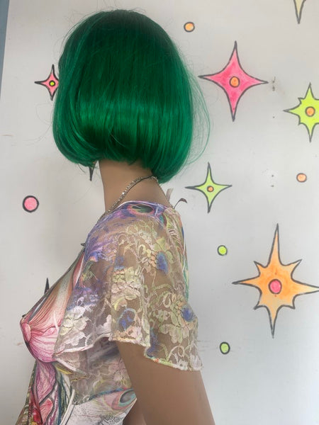 Y2K Pastel Tattoo Peacock Floral Dress Lace Flutter Sleeve Fairycore Mini - S