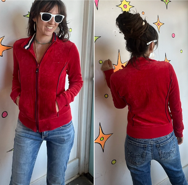 Tommy Hilfiger Sporty Zip Up Sweater 90s Preppy Athleisure Vintage Logo Jacket S