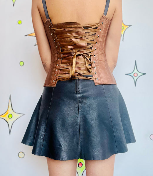 Y2K Gold Lace-Up Corset Fairy Grunge Romantic Goth Victorian Revival - Size XS