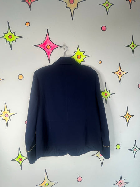 Navy and Gold Military Jacket Boho Grunge Nautical Style XL+