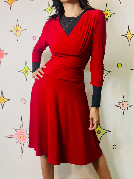 90s Fairy Grunge Red Holiday Christmas Party Dress – Slinky Stretchy Mini – S