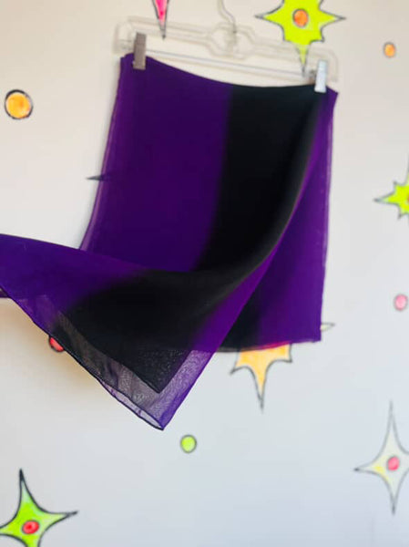 Vintage Purple & Black Semi-Sheer Oversized Scarf – Boho Glam Goth Scarf / Shawl