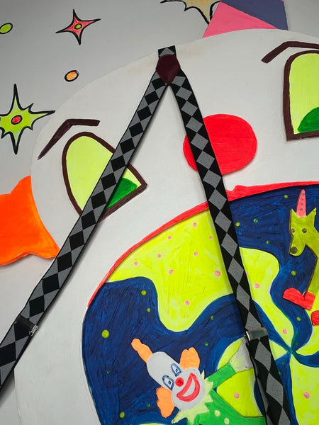 Harlequin Diamond Print Suspenders Circus Clowncore Avant Garde Quirky