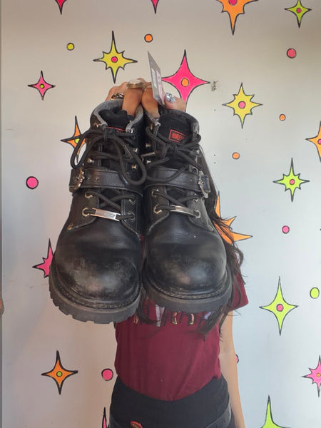 Harley Davidson Motorcycle Boots Vintage Leather Biker Grunge Riding Boots US 7