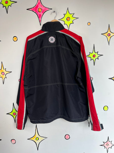 Vintage 90s Y2K Rave Wear Cyber Grunge Emo Party Track Jacket w/ Stripe | L