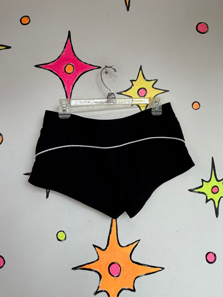 Y2K Mall Goth Black Micro Board Shorts Skater Streetwear | S/M