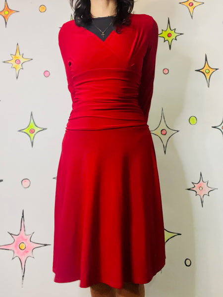 90s Fairy Grunge Red Holiday Christmas Party Dress – Slinky Stretchy Mini – S