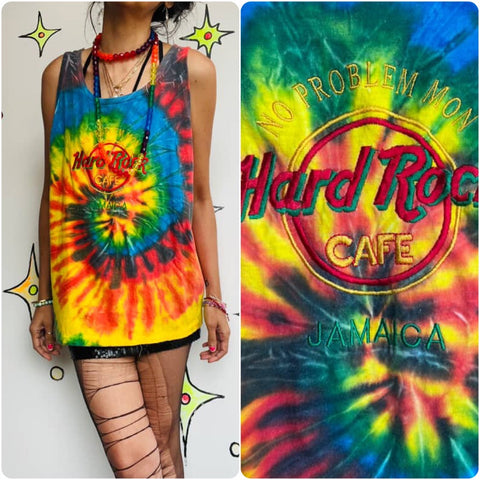 Vintage 80s | Hard Rock Cafe Jamaica Tie Dye Tank Top Sleeveless Shirt