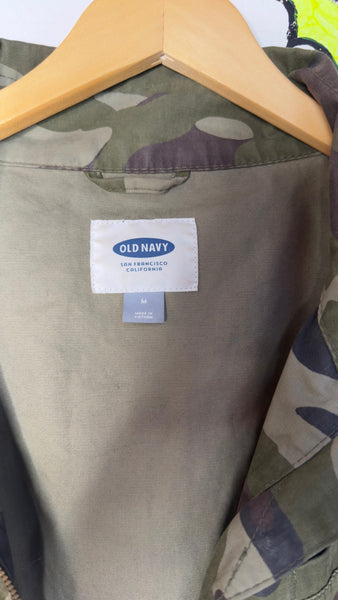 Y2K Army Jacket Military Utility Zip Up Grunge Streetwear Coat Medium