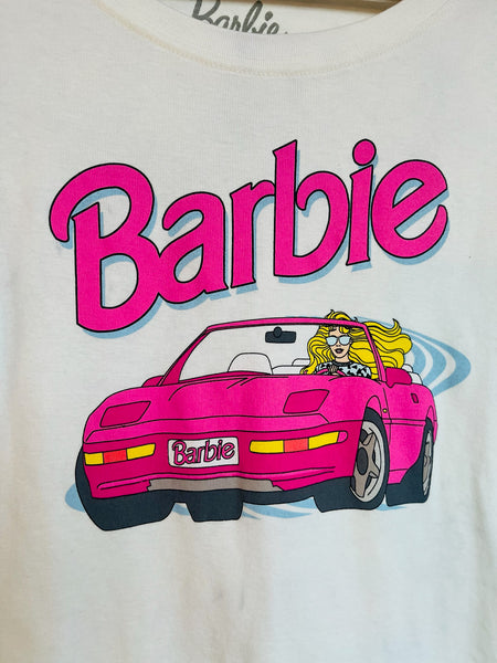 Retro Barbie Pink 80s Vintage Throwback Baby Tee - Soft & Worn-In Classic - XS