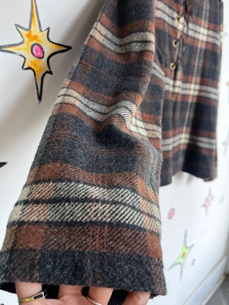 Vintage 60s Rawhide Lacer Brown Plaid Pullover Wool Shirt | Workwear Flannel XL