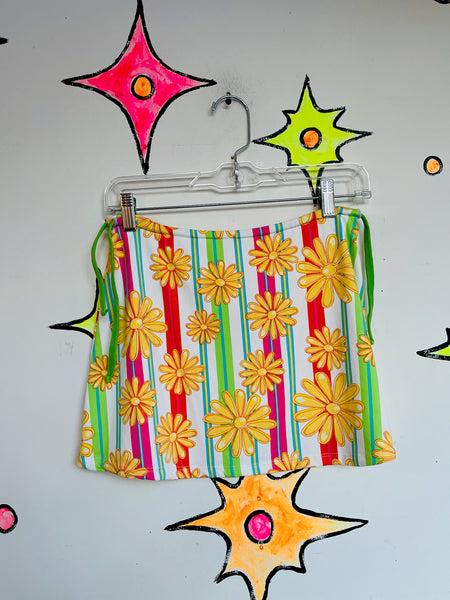 Vintage 90s does 60s Groovy Psychedelic Mod GoGo Flower Power Mini Skirt - S