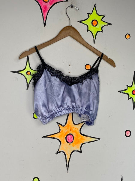 Lavender & Black Lace Cropped Cami | Fairy Grunge Whimsy Goth Y2K Top - XS