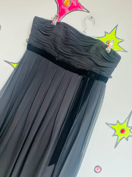 Ann Taylor 90s Y2K Black Silk Sheer Babydoll Slip Dress – Fairy Grunge Flow – 2