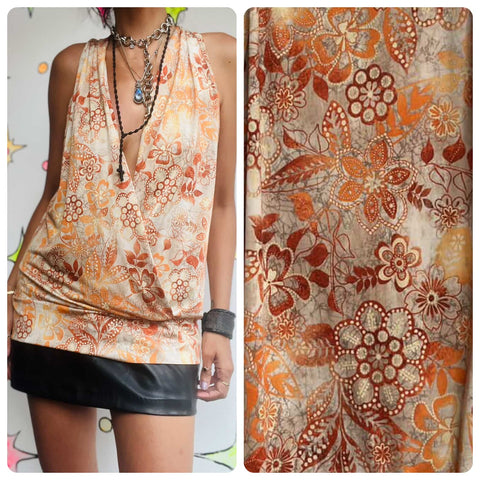 Y2K Fairy Grunge Tattoo Print Slinky Top - Emo Indie Sleaze Vibes (L)