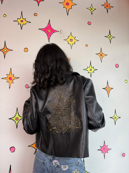 Disturbia Vegan Leather Jacket Goth Moto Biker Punk Grunge Embellished Coat M