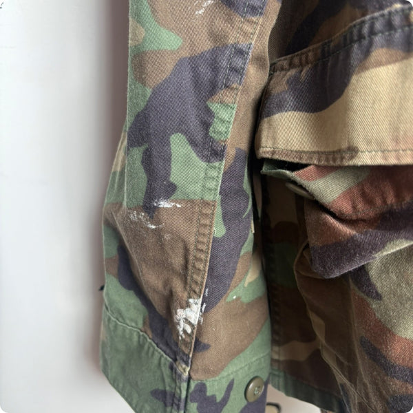 Vintage 90s Camo Military Jacket - Thrashed Grunge Utility Coat - M/L