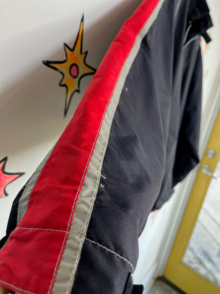 Vintage 90s Y2K Rave Wear Cyber Grunge Emo Party Track Jacket w/ Stripe | L