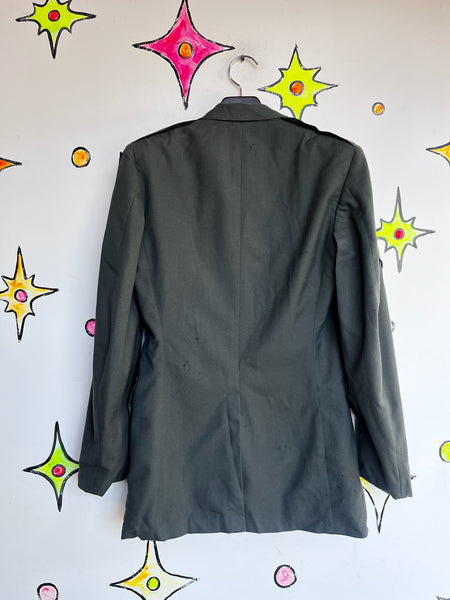 Vintage Military Blazer | Army 38L Jacket | Grunge Boho Embellished Uniform Coat