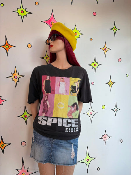 Vintage Y2K Spice Girls Graphic Tee Thrashed Indie Sleaze Pop Music Shirt | L/XL
