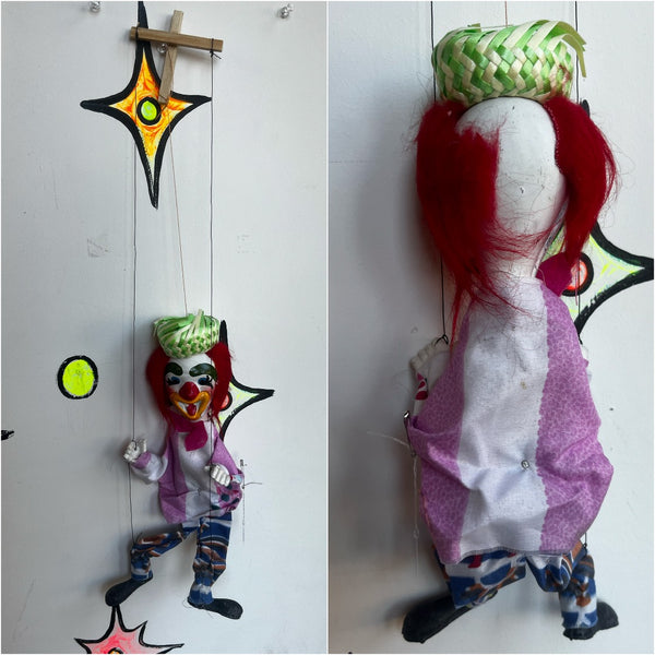 Vintage 60s 70s | Clown Puppet Mexican Handmade Creepy Cute Marionette