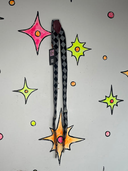Harlequin Diamond Print Suspenders Circus Clowncore Avant Garde Quirky