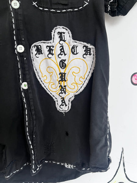 Y2K Laguna Beach Distressed Tee | Affliction Style Goth Grunge Tattoo Shirt | S
