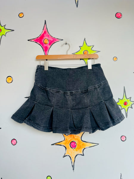 Y2K Black Pleated Mini Skort | Whimsy Goth Ultra Mini Grunge Fairy Core Size 6