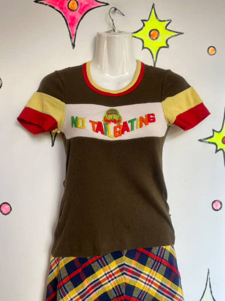 Vintage 70s “No Tailgating” Retro Ringer Tee - Retro - Child Size L - Women's S